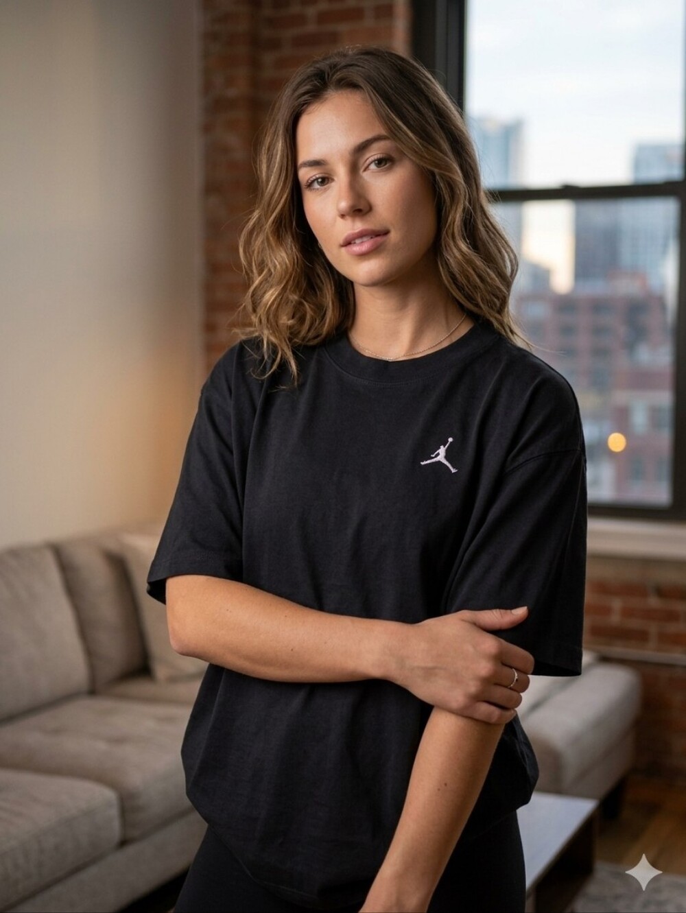 Jordan Black Short Sleeve Crew T-Shirt with White Jumpman